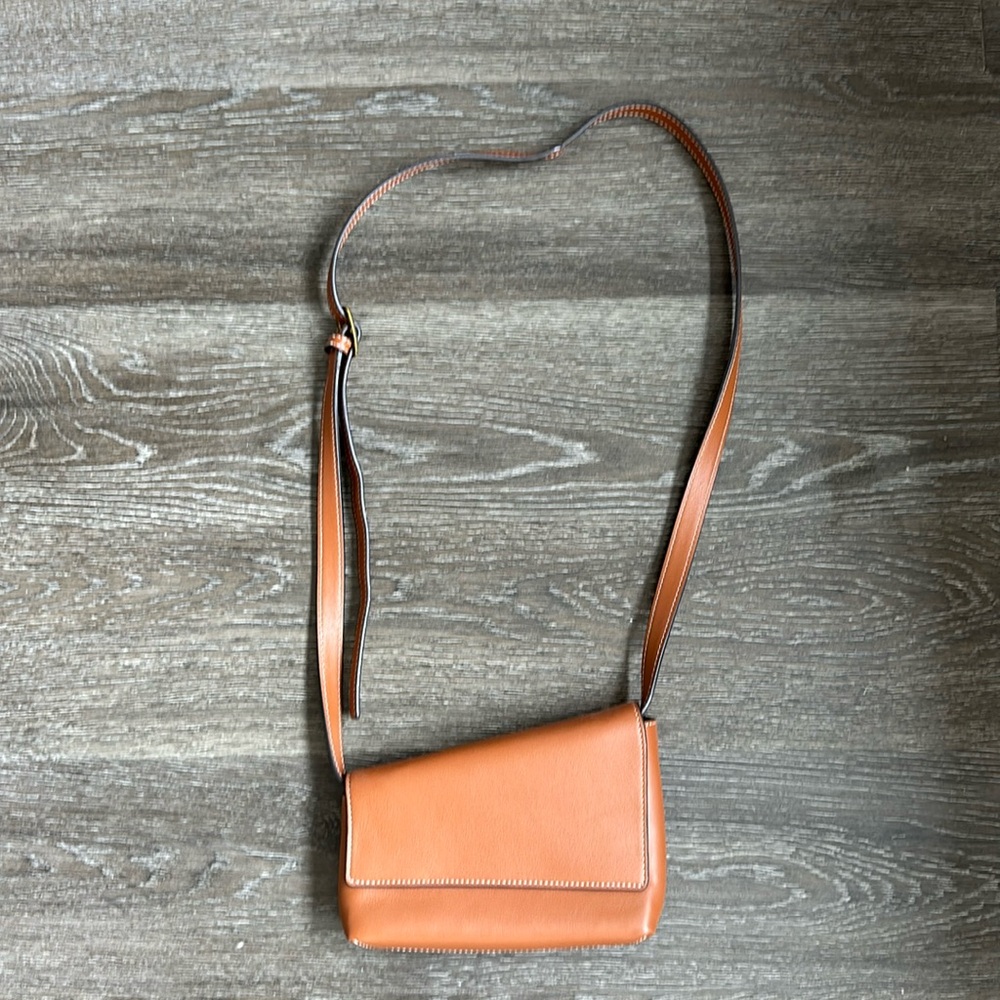 STAUD Tan Leather Crossbody Bag